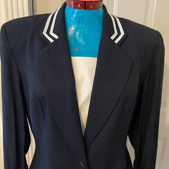 NWT JBS LTD Navy V-Neck Long Sleeve Blazer Women Size 10 - Picture 2 of 7